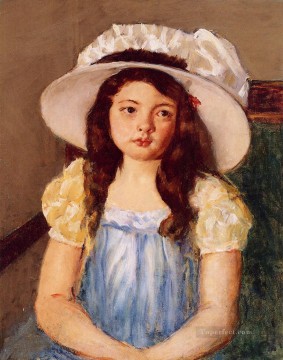 Francoise Wearing a Big White Hat mothers children Mary Cassatt Oil Paintings